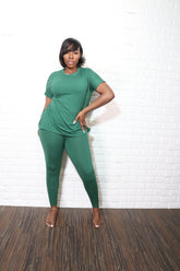 Round neck smooth like butter set |  Forest green